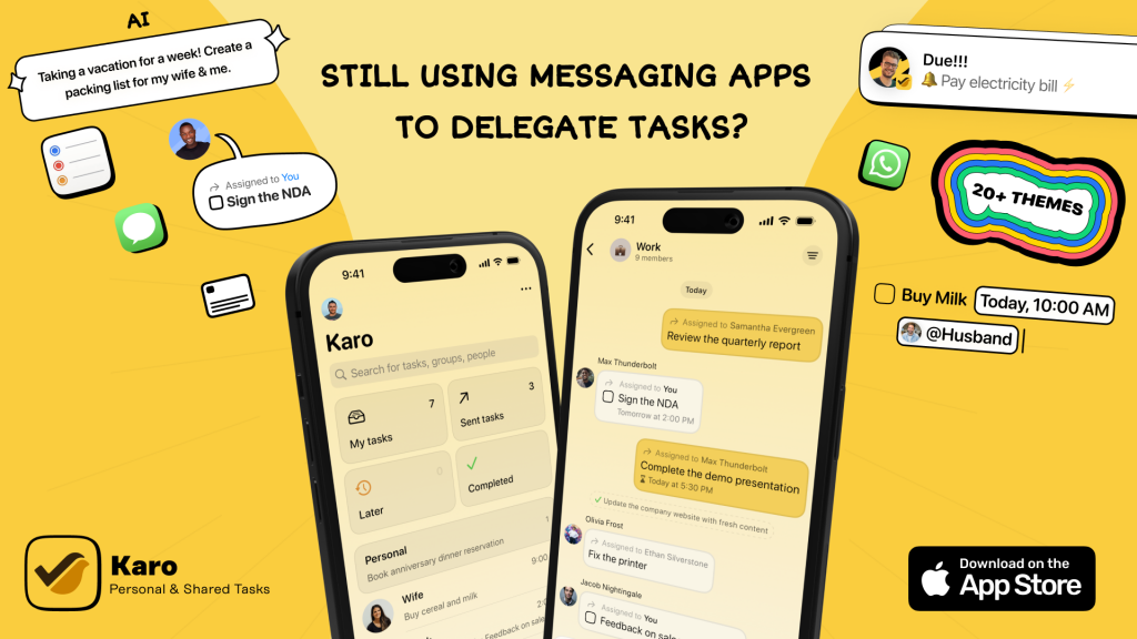 photo of Karo Makes it Easy to Assign Tasks to Anyone Using Messages or WhatsApp image